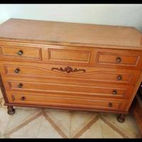 Cassettiera in legno massello vintage con 4 casset