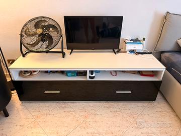 Mobile porta TV basso bianco e nero con 2 cassetto