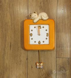 thun orologio  da parete con gatto in ceramica 