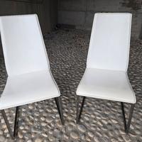 4 sedie cuoio bianco design