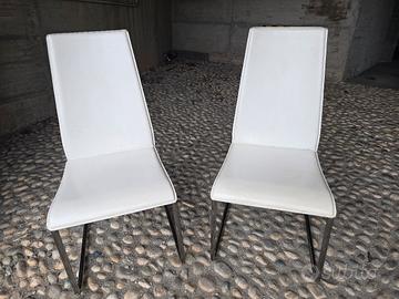 4 sedie cuoio bianco design