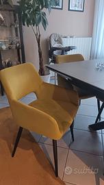 6 sedie in velluto verde oliva