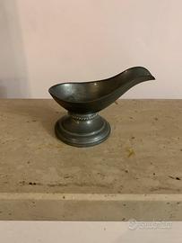 Antico portapipa poggiapipa in peltro