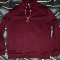 Felpa bordeaux mezza zip collo alto stile casual