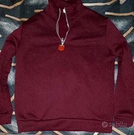 Felpa bordeaux mezza zip collo alto stile casual