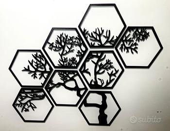 Wall Art Geometrica "Bonsai Zen" – Set 7 Moduli