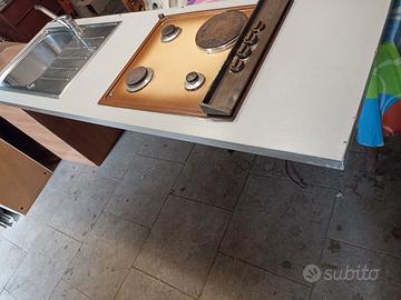 piano cottura con lavello con top 190 cm lungo 