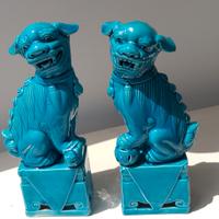 Cani Leoni Guardiani Foo Porcellana Smalto Turches