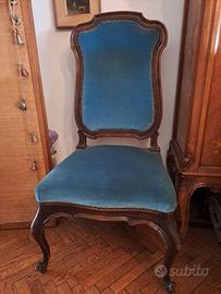 4 sedie in stile velluto azzurro polvere