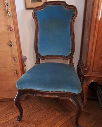 4 sedie in stile velluto azzurro polvere