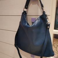 Borsa in pelle blu nuova