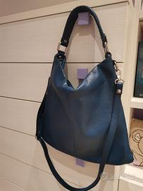 Borsa in pelle blu nuova