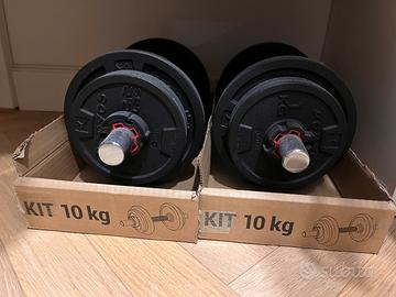 2 Manubri palestra con pesi 10 kg