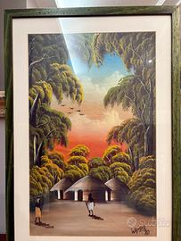 Quadro stile etnico/africano 1979-80 artista Wambe