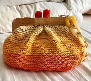 Borsa handmade, clic clac legno