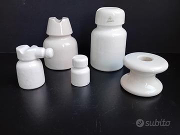 Isolatori elettrici vintage in ceramica bianca 5pz