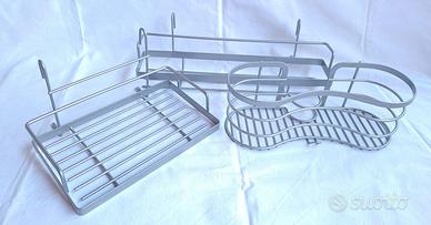 ✅SET ACCESSORI BAGNO VINTAGE METALLO CROMATO PORTA