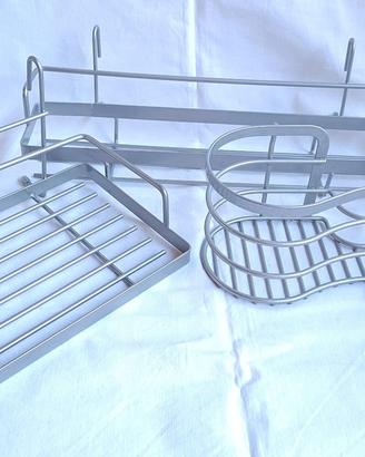 ✅SET ACCESSORI BAGNO VINTAGE METALLO CROMATO PORTA