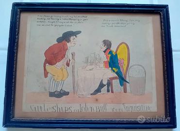 Rara Incisione Antica Caricatura Napoleone (1803)