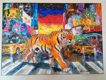 Quadro Pop Art "Tigre a Times Square" - Galiv