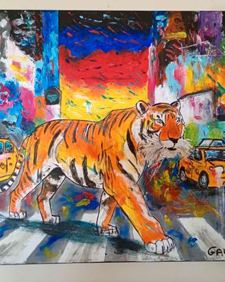 Quadro Pop Art "Tigre a Times Square" - Galiv