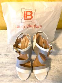 Sandali  L. Biagiotti bianchi/grigio perla  nr. 37