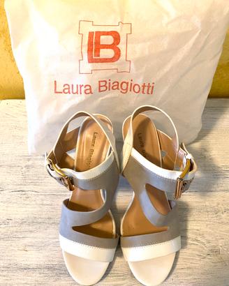 Sandali  L. Biagiotti bianchi/grigio perla  nr. 37