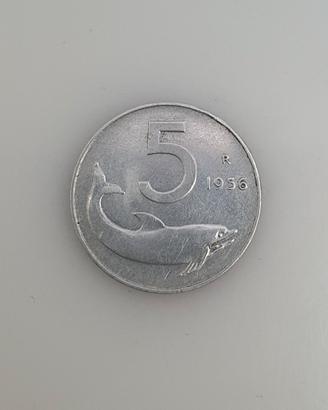 5 Lire delfino 1956