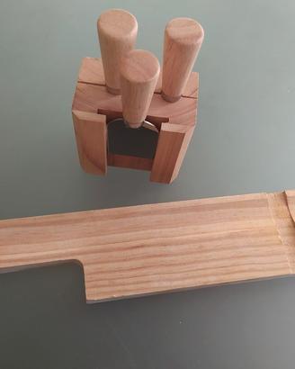Set ceppo con accessori per formaggio e tagliere