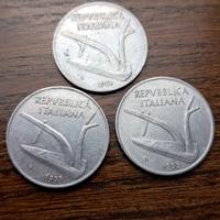 3 monete 10 lire 