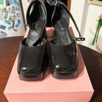 Scarpe nere pelle e vernice, 39, tacco 7 cm