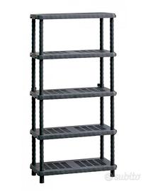 3 Scaffali in plastica nera 5 ripiani