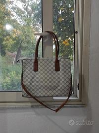 Borsa grigio  / beige con manici e tracolla marron