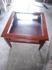 Tavolino vero legno con vetro
