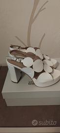 Sandali BARCA Bianchi con Plateau Made in Italy