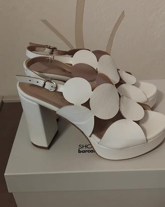 Sandali BARCA Bianchi con Plateau Made in Italy