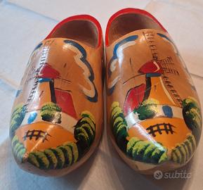 zoccoli olandesi in legno dipinti a mano 22 cm.