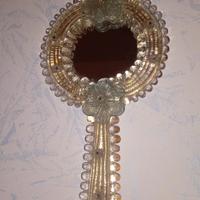 Specchio con manico da parete in vetro di Murano