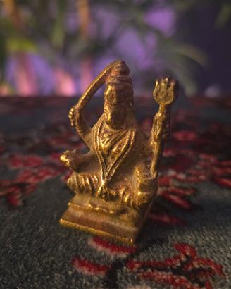 Statuetta Dea Durga Metallo Bronzo Ottone 4,5 cm