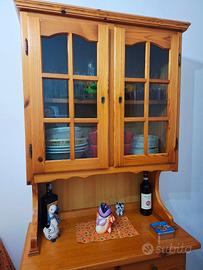 Credenza vetrina in pino massello rustica 