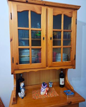 Credenza vetrina in pino massello rustica 