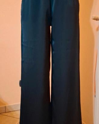 Pantalone palazzo verde petrolio.