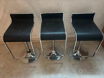 Set 3 sgabelli design regolabili cromati