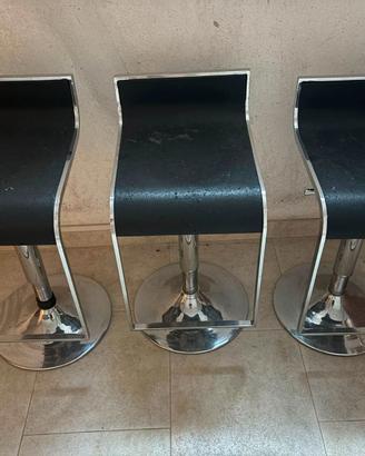 Set 3 sgabelli design regolabili cromati