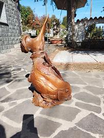 Scultura pesce in legno massiccio