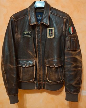 giubbino in pelle marrone AERONAUTICA MILITARE 