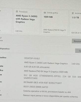 PC Desktop Ryzen 5 + Accessori (No monitor)