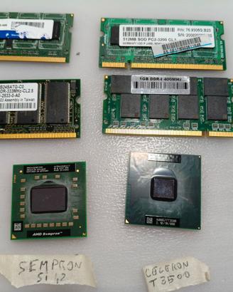 CPU e memoria RAM per Notebook anni 2004 - 2010