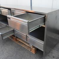 Banco alimenti inox usato con 8 cassetti