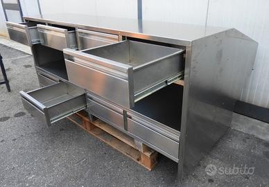 Banco alimenti inox usato con 8 cassetti